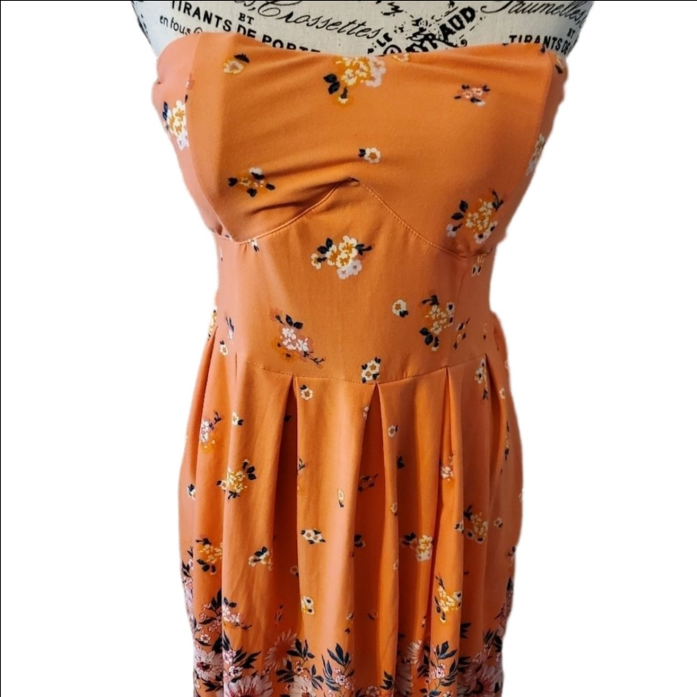 No Boundaries Floral Strapless Mini Sundress Large